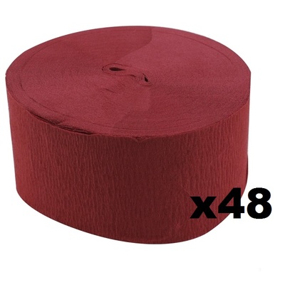Jumbo Maroon Crepe Paper Streamer (Bulk Pack 48 x 30m)