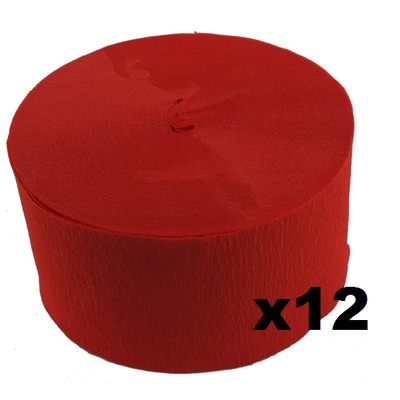 Jumbo Red Crepe Paper Streamer (Bulk Pack 12 x 30m)