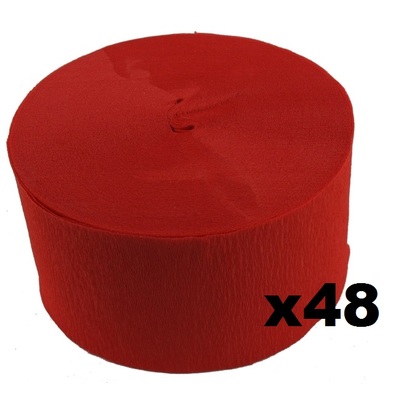 Jumbo Red Crepe Paper Streamer (Bulk Pack 48 x 30m)