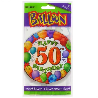 Balloon Foil 18in 50 Birthday Balloons Multi Pk1 