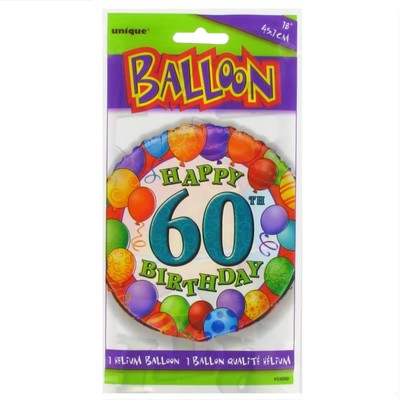 Balloon Foil 18in 60 Birthday Balloons Multi Pk1 