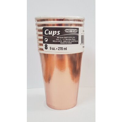 Rose Gold Foil 9oz Paper Cups Pk 8 