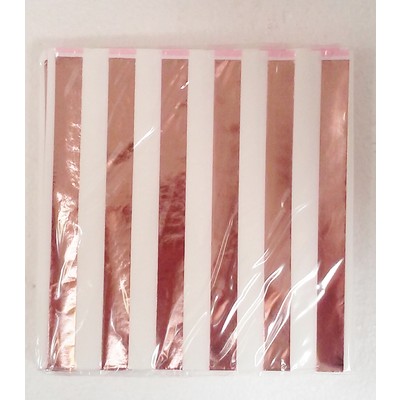 Rose Gold Foil Stripes Lunch Napkins Pk 16