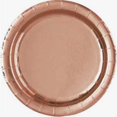 Rose Gold 9in. Foil Paper Plates Pk 8