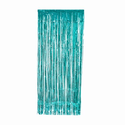 Tinsel Foil Curtain (90cm x 200cm) Metallic Turquoise Pk 1