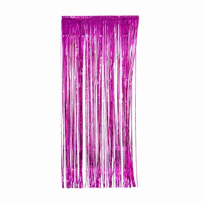 Tinsel Foil Curtain (90cm x 200cm) Metallic Magenta Pk 1