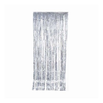 Tinsel Foil Curtain (90cm x 200cm) Metallic Silver Pk 1