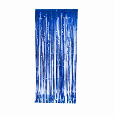 Tinsel Foil Curtain (90cm x 200cm) Metallic Royal True Blue Pk 1