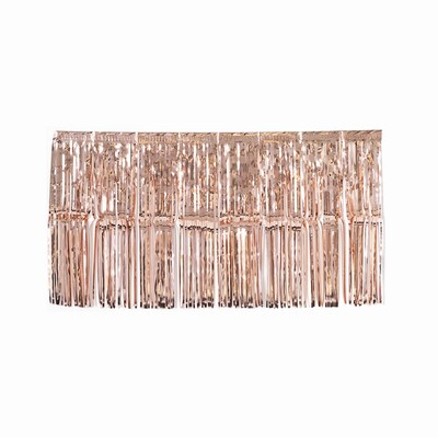 Tinsel Foil Fringe Curtain (90cm x 50cm) Metallic Rose Gold Pk 1