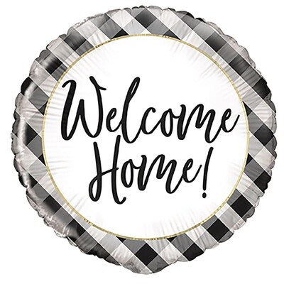 Welcome Home Black Gingham Foil Balloon 45cm