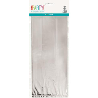 Silver Foil Cello Treat Bags with Ties Pk 10