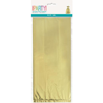 Gold Foil Cello Treat Bags with Ties Pk 10