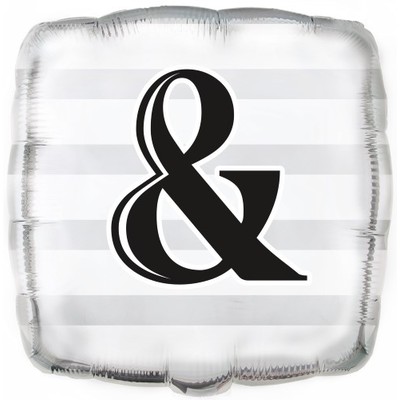 & (Ampersand) Square Silver 18in. Foil Balloon Pk 1