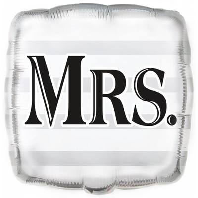 MRS. Square Silver 18in. Foil Balloon Pk 1