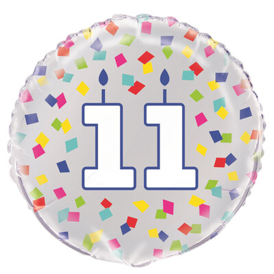 Rainbow Confetti 11th Birthday Foil Balloon (45cm)