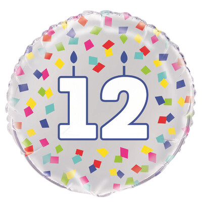 Rainbow Confetti 12th Birthday Foil Balloon (45cm)