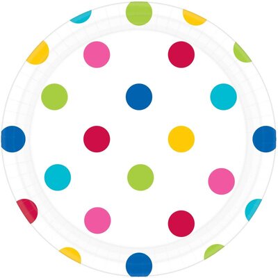 Rainbow Dots 7in Paper Plates (Pk 8)