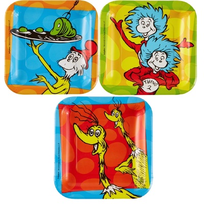 Dr Seuss Square Snack Paper Plates 7in (Pk 8)