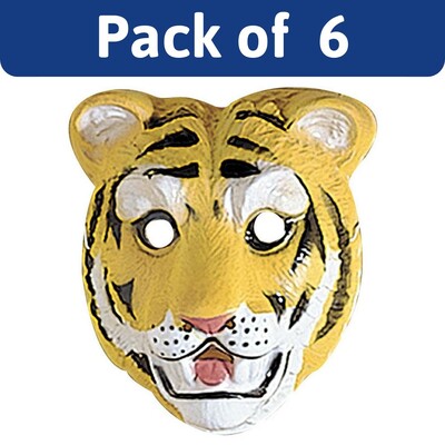 Adult Tiger PVC Face Masks Bulk Pack of 6 | Animal Costume Masks