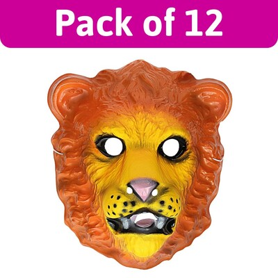 Adult Lion PVC Face Masks Bulk Pack of 12 | Animal Costume Masks