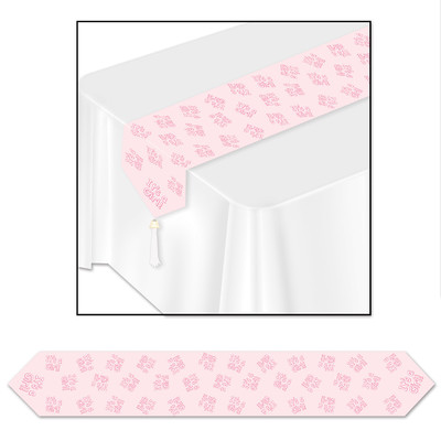 It's A Girl Pink Paper Table Runner (1.83m) Pk 1