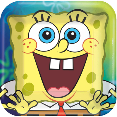 Spongebob 7in Square Paper Plates Pk 8