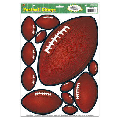 Assorted Sizes Football Wall Clings Pk 12