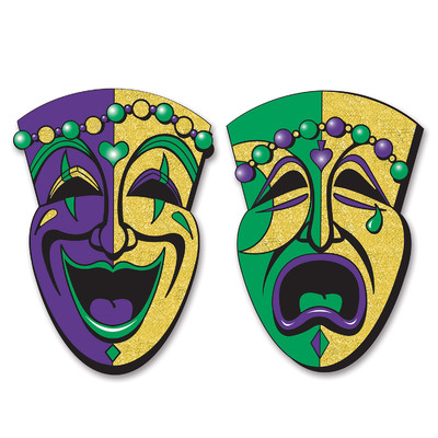 Jumbo Glittered Comedy and Tragedy Faces (62cm) 1 Pair