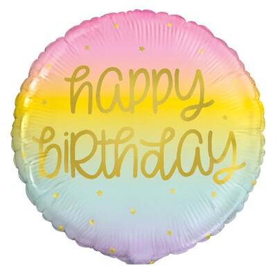 Rainbow Stars Happy Birthday Round Foil Balloon 45cm