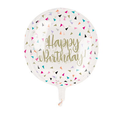 Happy Birthday Geometric Sphere Balloon (15in, 38cm) Pk 1