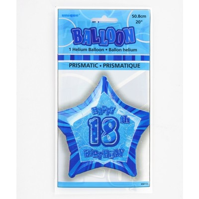 20in (50.8cm) Glitz Blue and Silver Star 18 Foil Balloon Pk1