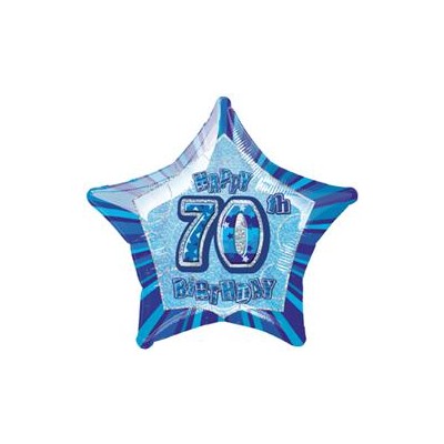 20in (50.8cm) Glitz Blue and Silver Star 70 Foil Balloon Pk1