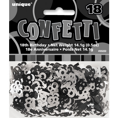 18 Black & Silver Glitz Confetti Pk 1 