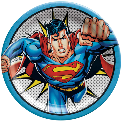 Superman Paper Dinner Plates 9in (Pk 8)