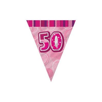 Glitz Pink 50 Flag Banner (3.6m) Pk 1