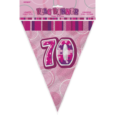 Glitz Pink 70 Flag Banner (3.6m) Pk 1 