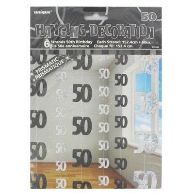 Black and Silver Glitz Hanging Party Decoration - 50 Pk6