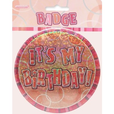 It's My Birthday Pink Badge Pk 1