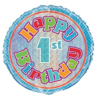 Happy 1st Birthday Prismatic 18in. Foil Balloon Pk 1