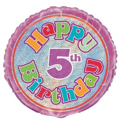 Happy 5th Birthday Prismatic 18in. Foil Balloon Pk 1