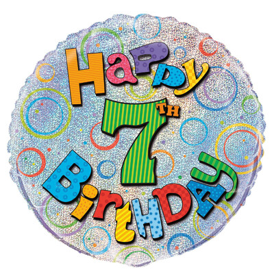 Happy 7th Birthday Prismatic Foil Balloon 18in (Pk 1)
