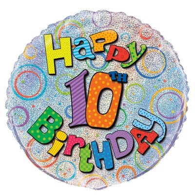 Happy 10th Birthday Prismatic 18in. Foil Balloon Pk 1