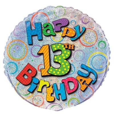 Happy 13th Birthday Prismatic 18in. Foil Balloon Pk 1