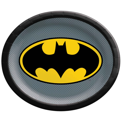 Batman Oval Paper Plates (12in, 30cm) Pk 8