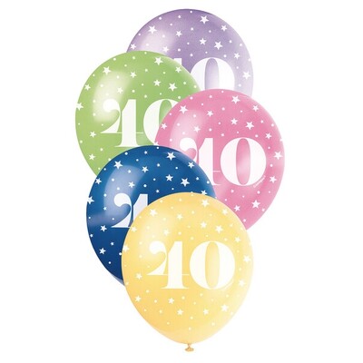 Metallic Pearl Number 40 AOP Latex Balloons 12in 30cm (Pk 5)