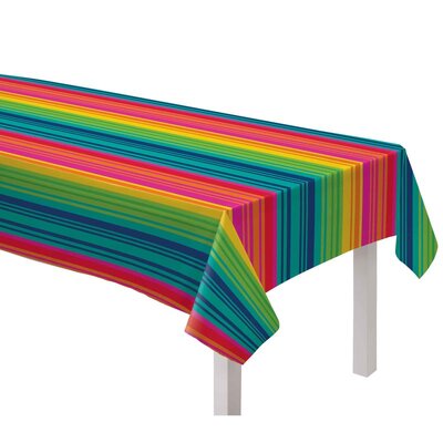 Mexican Serape Stripe Flannel-Backed Tablecover 132x228cm