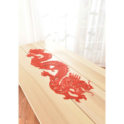 Chinese New Year Red Felt Dragon Table Runner