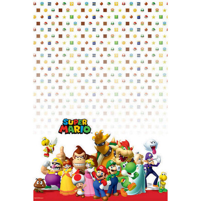 Super Mario Bros Plastic Tablecover (243cm x 137cm) Pk 1