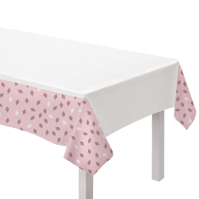 Pink Blush Plastic Tablecover 137x259cm