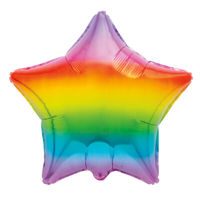 Rainbow Gradient Star Foil Balloon (18in, 45cm) Pk 1